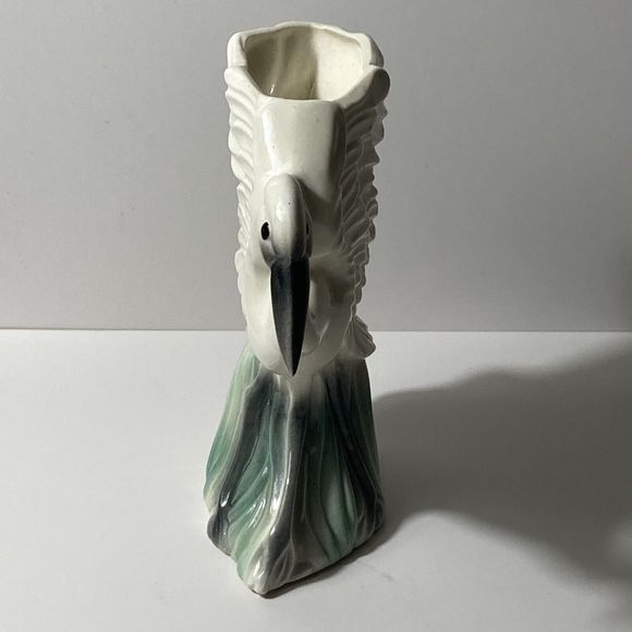 VTG Stuart McCulloch California Ceramics Swan White Flamingo Vase Figurine MCM - Picture 3 of 16